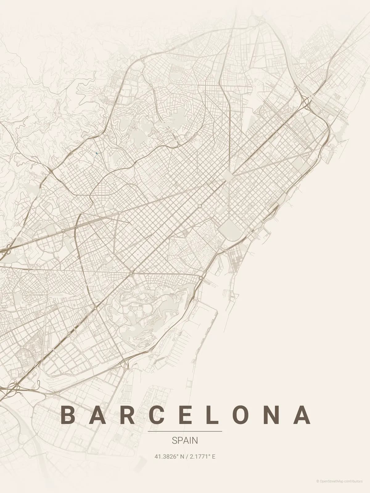 Barcelona warm beige poster