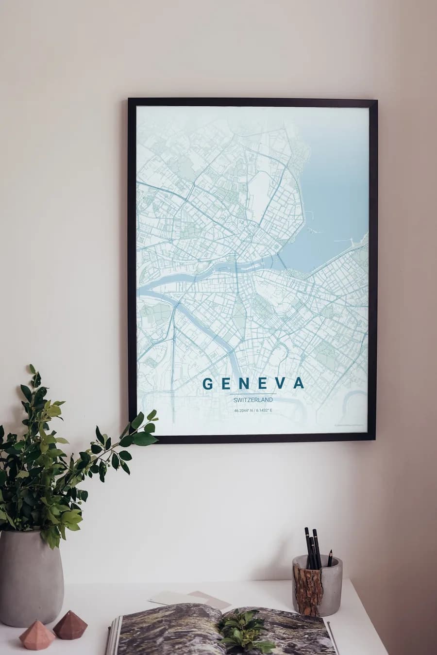 Geneva Map Poster: where the Rhône leaves the lake