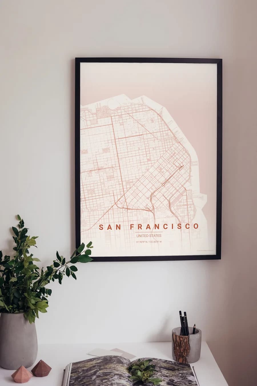San Francisco Map Poster: peninsula, grid and Golden Gate