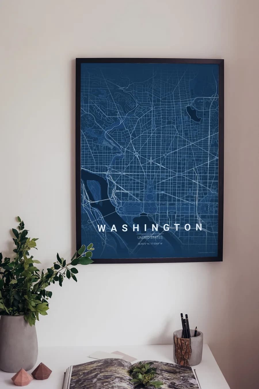 Washington Map Poster: L'Enfant's diagonals over a perfect grid