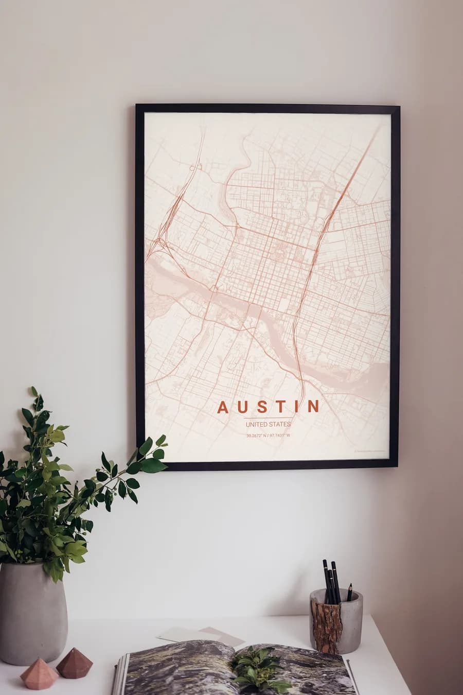 Austin Map Poster: a river, a grid and the Hill Country beyond