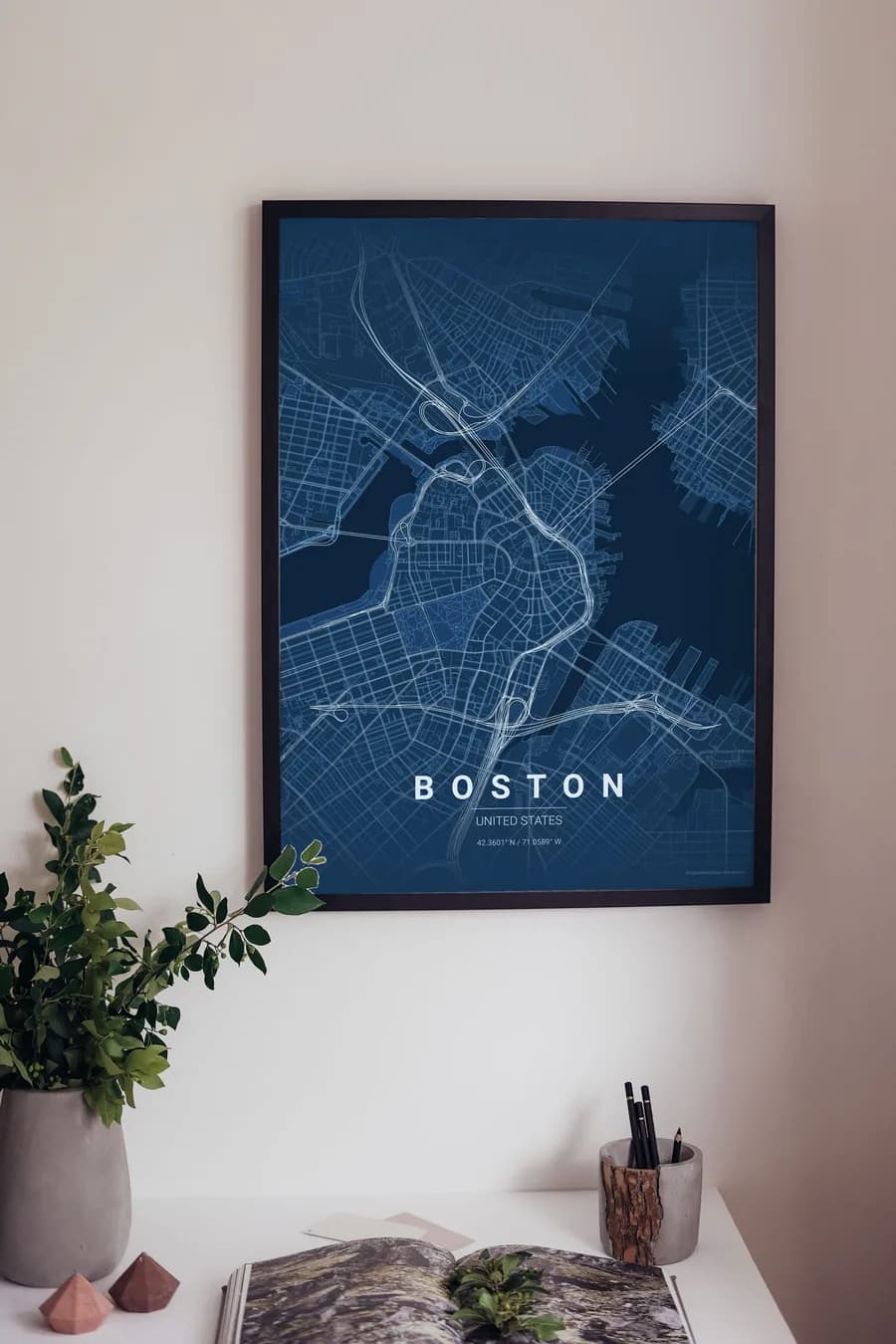Boston Map Poster: colonial lanes meeting a perfect Victorian grid