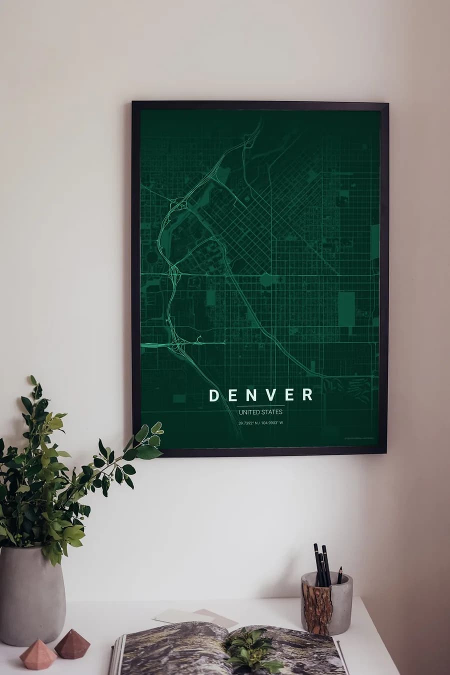 Denver Map Poster: the Mile High grid at the foot of the Rockies