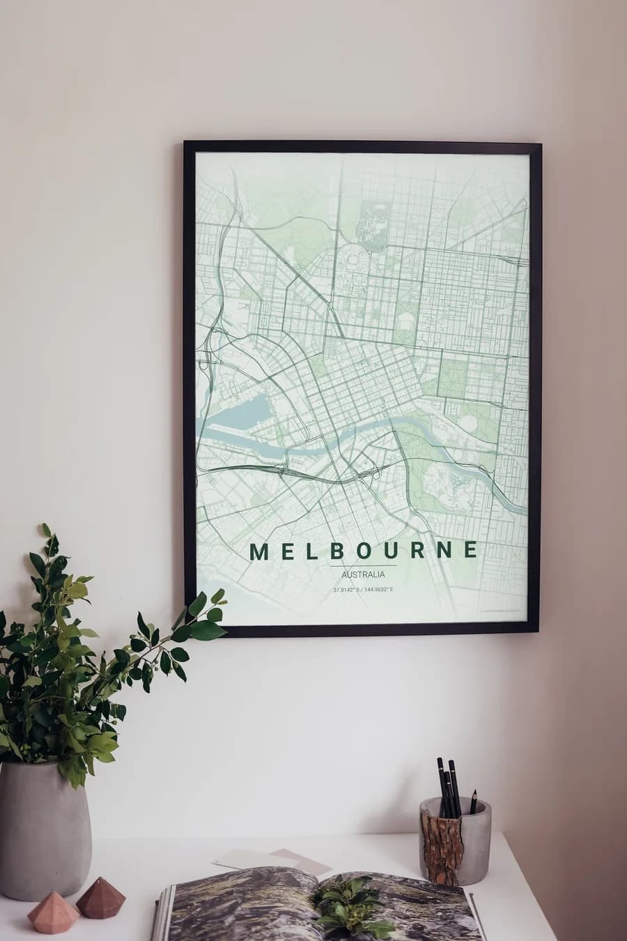 Melbourne Map Poster: the Hoddle Grid and a bay-bound river