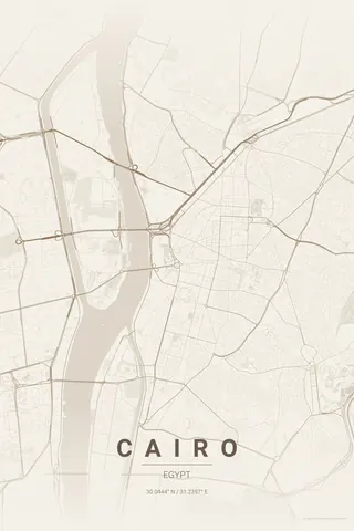 Cairo map poster in the Warm Beige theme