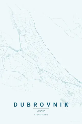 Dubrovnik map poster in the Ocean theme