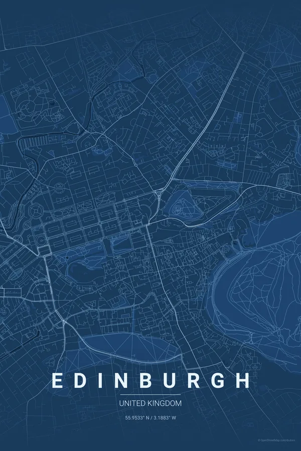 Edinburgh map poster in the Blueprint theme