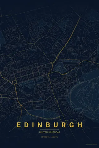 Edinburgh map poster in the Midnight Blue theme