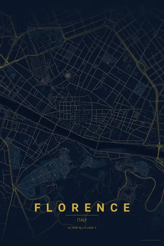 Florence map poster in the Midnight Blue theme