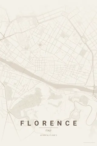 Florence map poster in the Warm Beige theme
