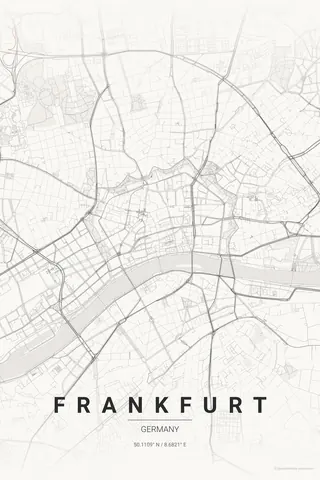 Frankfurt map poster in the Japanese Ink theme