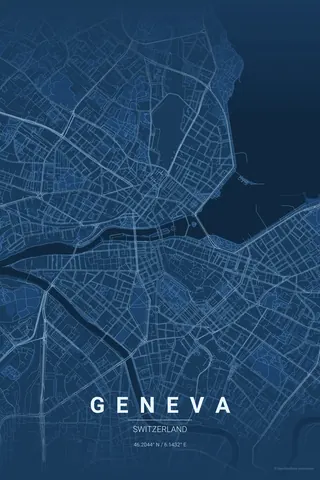 Geneva map poster in the Blueprint theme
