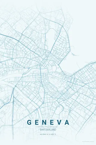 Geneva map poster in the Ocean theme