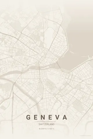 Geneva map poster in the Warm Beige theme
