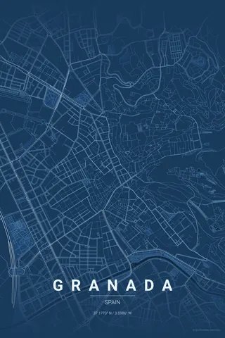 Granada map poster in the Blueprint theme