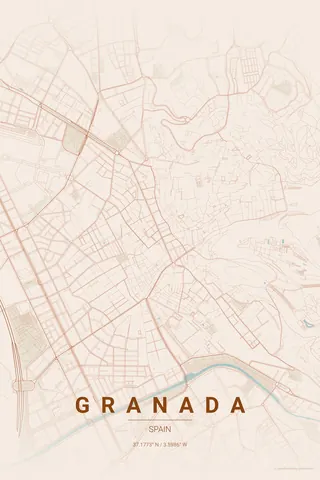 Granada map poster in the Terracotta theme