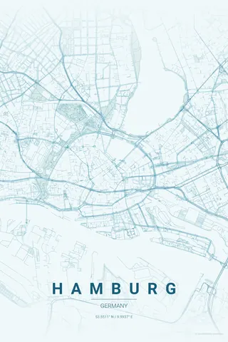Hamburg map poster in the Ocean theme