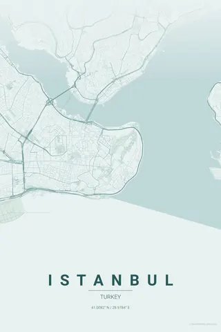 Istanbul map poster in the Copper Patina theme
