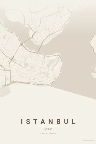 Istanbul map poster in the Warm Beige theme
