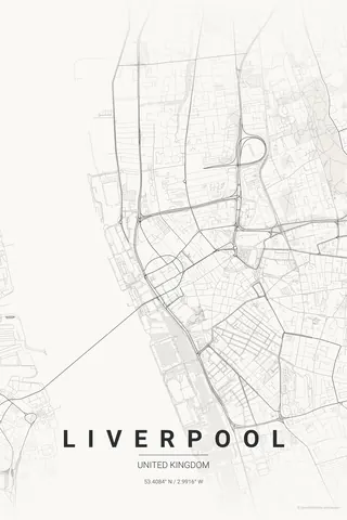 Liverpool map poster in the Japanese Ink theme