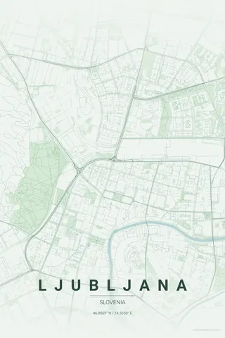 Ljubljana map poster in the Forest theme