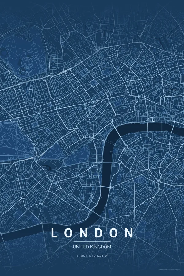 London map poster in the Blueprint theme