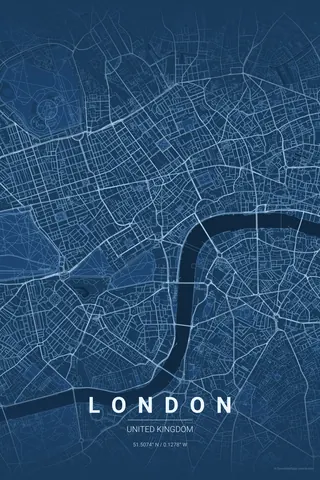 London map poster in the Blueprint theme