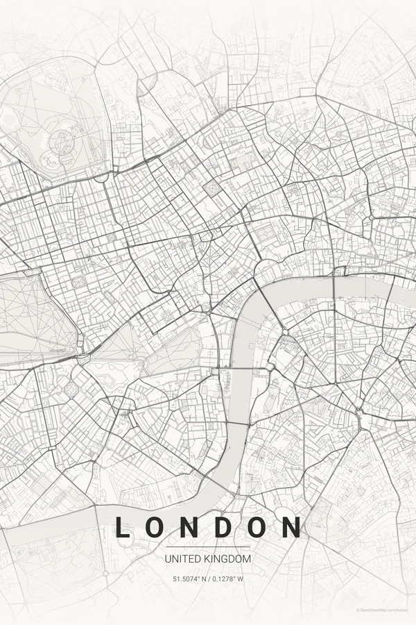 London map poster in the Japanese Ink theme