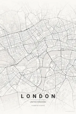 London map poster in the Japanese Ink theme