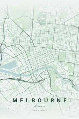 Melbourne map poster in the Forest theme