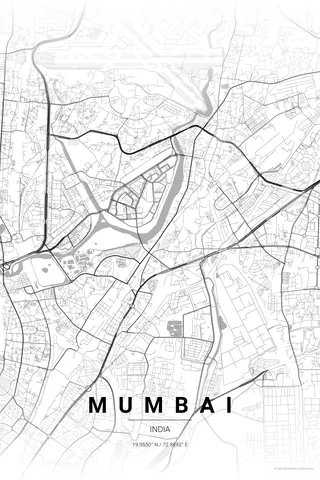 Mumbai map poster in the Contrast Zones theme