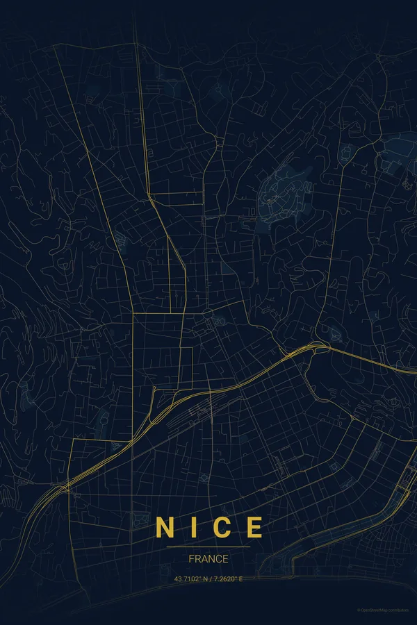 Nice map poster in the Midnight Blue theme