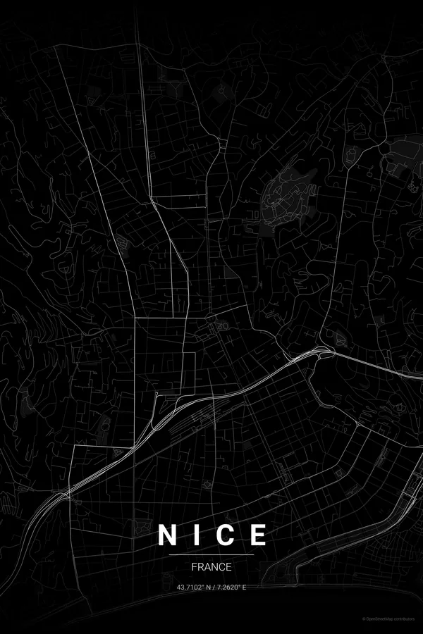 Nice map poster in the Noir theme