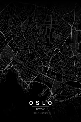 Oslo map poster in the Noir theme