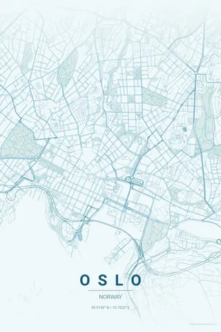Oslo map poster in the Ocean theme