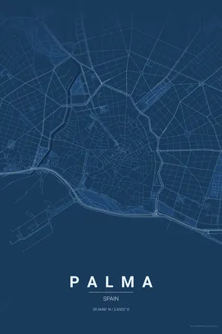 Palma map poster in the Blueprint theme