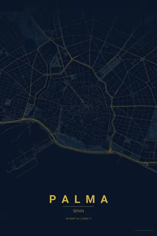 Palma map poster in the Midnight Blue theme