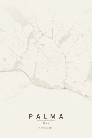 Palma map poster in the Warm Beige theme