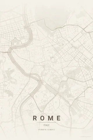 Rome map poster in the Warm Beige theme