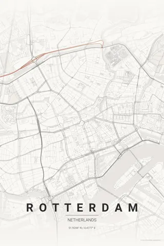 Rotterdam map poster in the Japanese Ink theme