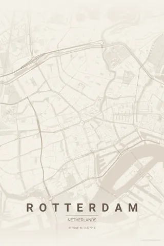 Rotterdam map poster in the Warm Beige theme