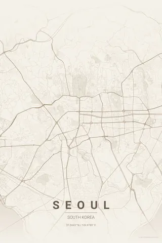 Seoul map poster in the Warm Beige theme