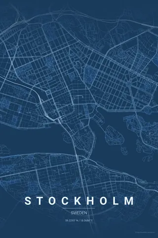 Stockholm map poster in the Blueprint theme