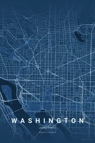 Washington map poster in the Blueprint theme