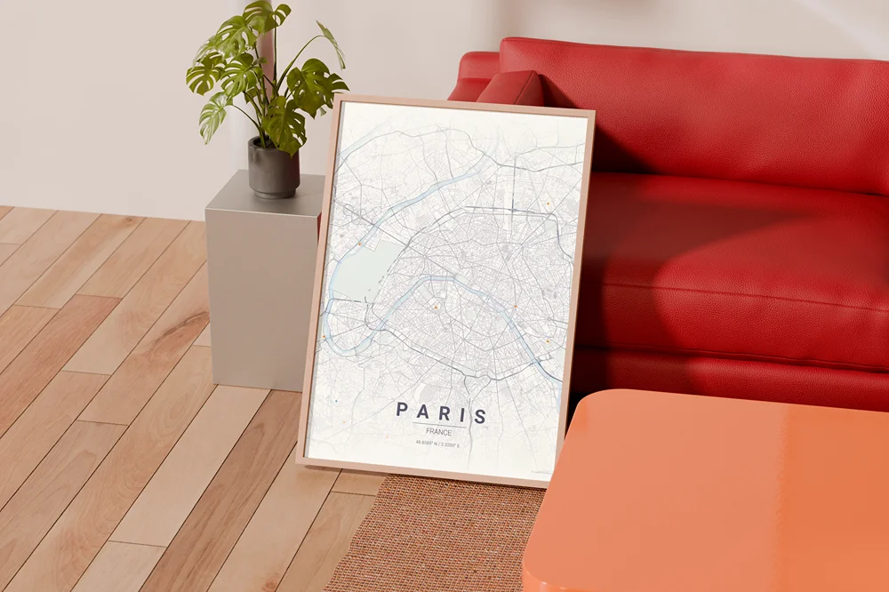 Map poster as a gift, beautifully framed